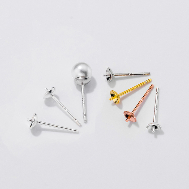 Pearl Earring Stud - S925 Sterling Silber Ohrringe Basisfassung mit