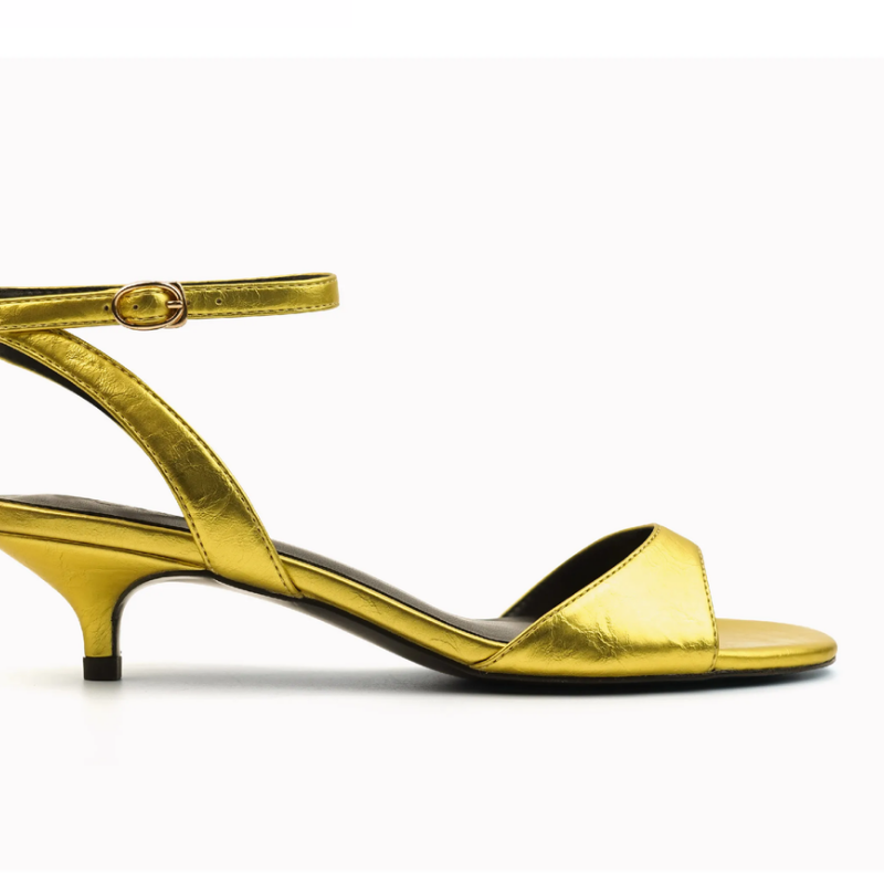 Kitten Heel Women - Knöchelriemchen-Schuhe für Damen mit Ziernähten, runden