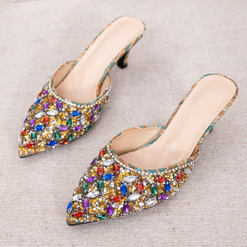 Kitten Heel Women - Luxus Strass Kitten Heel Hausschuhe Frauen