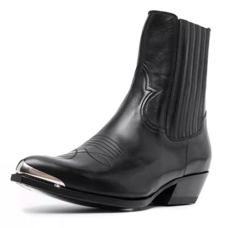 Women Formal Wear Western - Herren Schwarze Leder Western Chelsea Stiefeletten