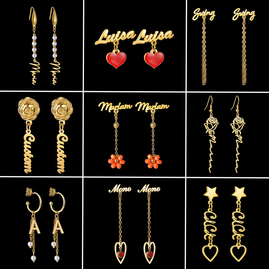 Pearl Earring Stud - Auxauxme Ohrringe mit individuellem Namen, Edelstahl,