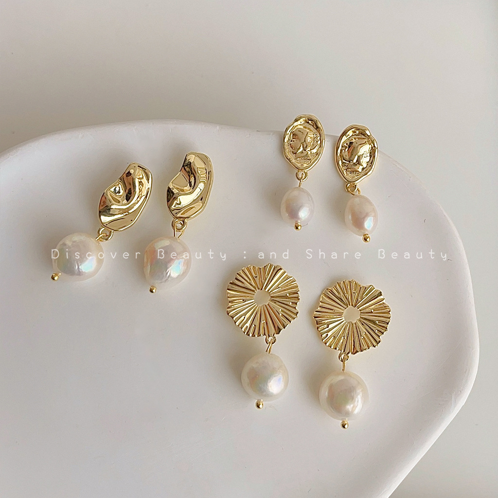 Pearl Earring Stud - DIY-Accessoires, französische Retro-Barock-Ohrringe mit natürlichen Perlen,
