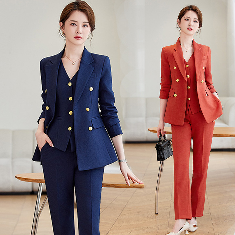 Women Formal Wear Blazers - Marineblaues Anzugset für Damen, professionelle formelle