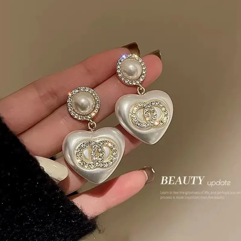Pearl Earring Stud - 2026 Silberne Nadel Französische Diamantbesetzte Liebesperlen-Ohrstecker