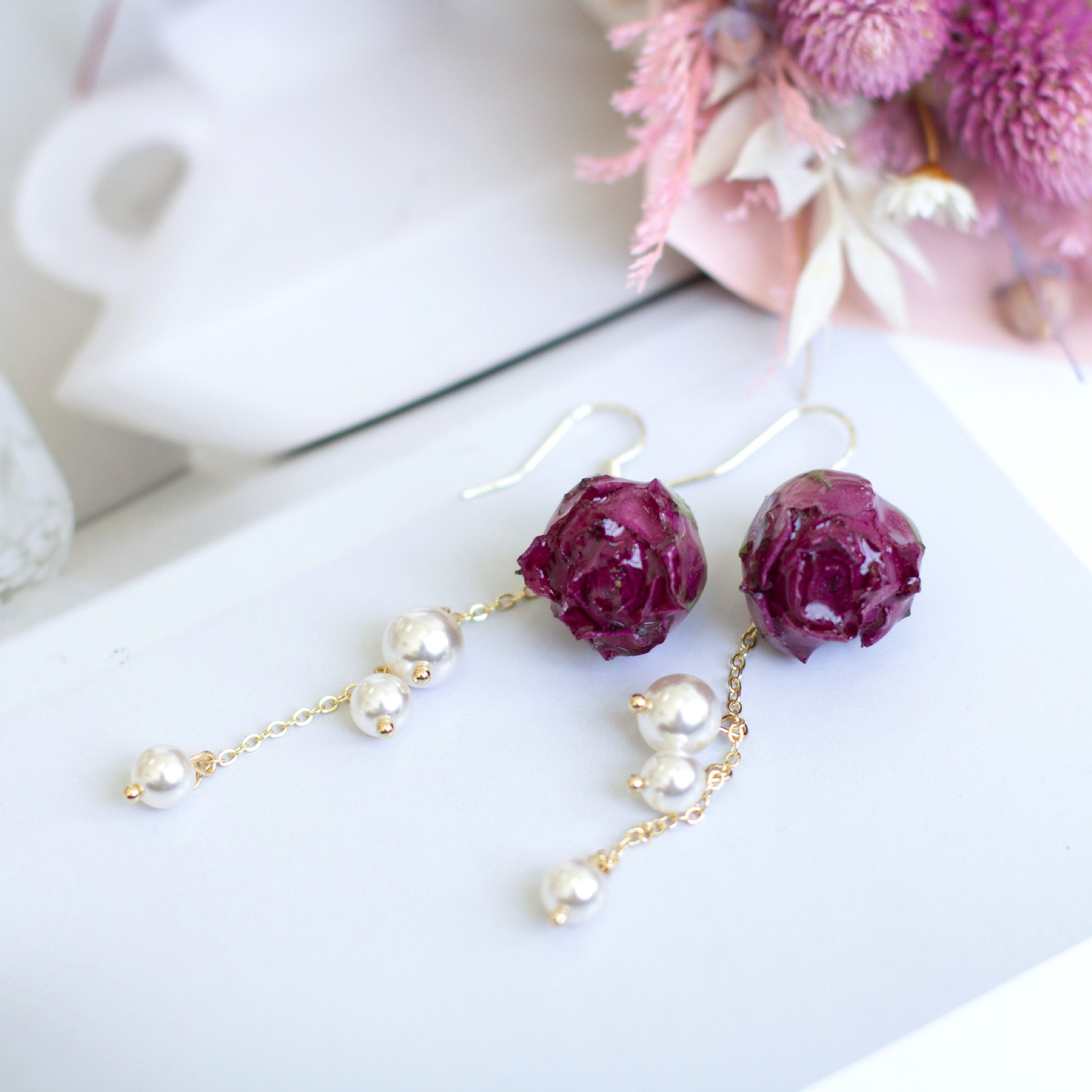 Elegante Unsterbliche Rosen-Pe – Pearl Earring Stud Bewertung und Preis