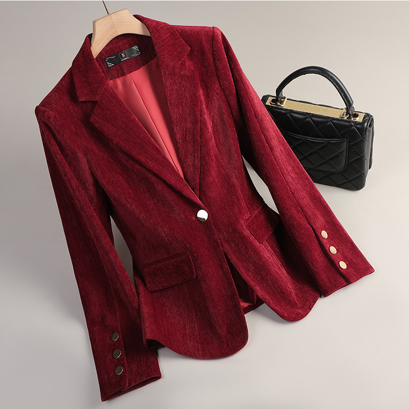 Gelbgoldener Samt-Blazer für D – Women Formal Wear Blazers Bewertung und Preis