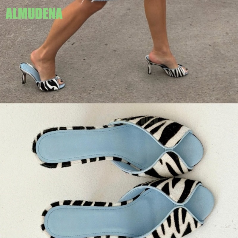 Zebra-Print V-Cut Peep Toe Mul – Kitten Heel Women Bewertung und Preis