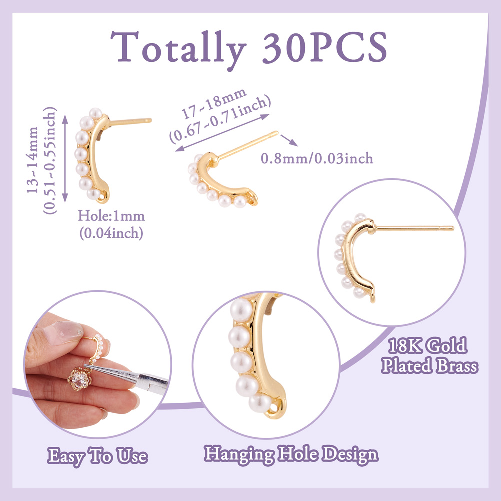 30 Stück Messing-Ohrstecker-Zu – Pearl Earring Stud Bewertung und Preis